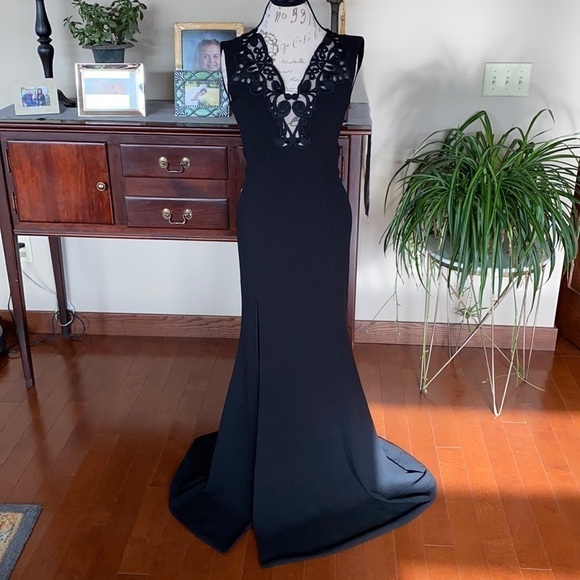 Dress the Population special occasion dress in black Sz s. Lace front flr length - Picture 2 of 6